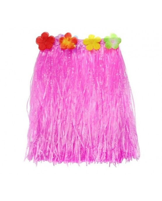 Havajská sukňa ružová s kvetmi veľ. S - 1 ks/P86