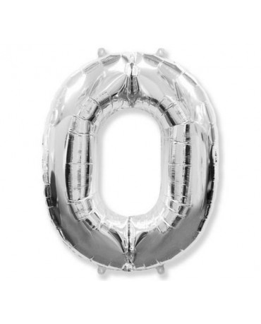 Fóliový balón číslo 0- strieborný 95cm