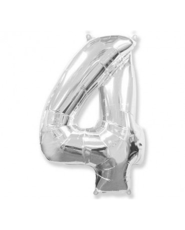 Fóliový balón číslo 4- strieborný 95cm
