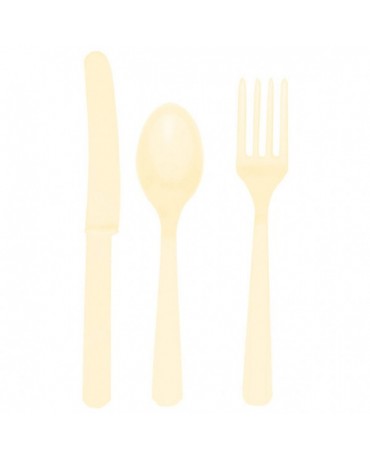 Plas. príbory -krémové 24ks