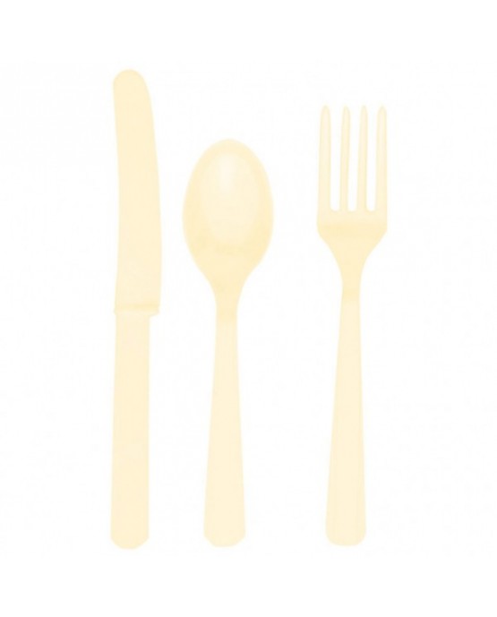 Plas. príbory -krémové 24ks