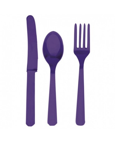 Plas. príbory -fialové 24ks