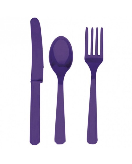 Plas. príbory -fialové 24ks