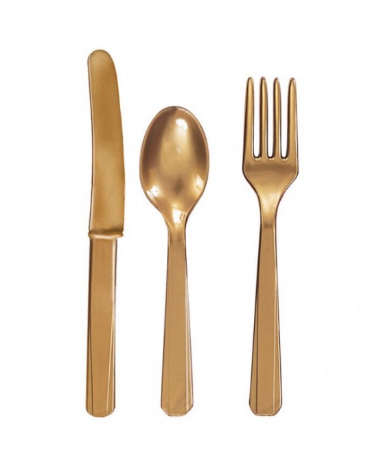Plas. príbory -zlaté 24ks