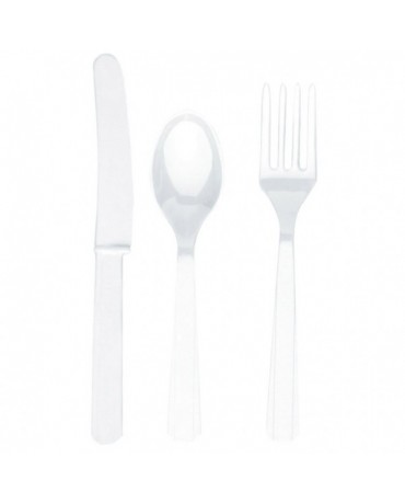 Plastové príbory -biele 24ks
