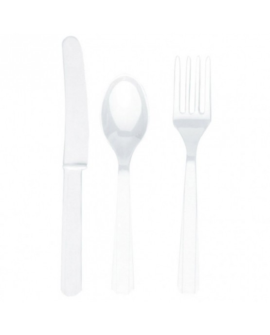 Plas. príbory -biele 24ks