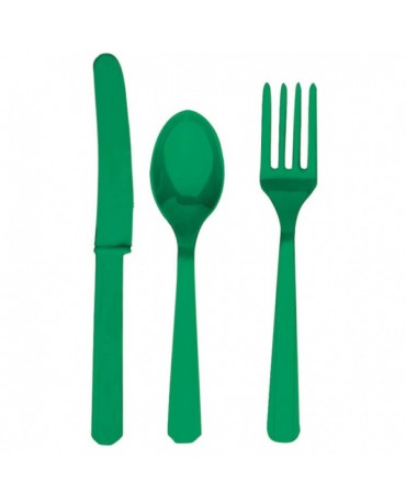 Plas. príbory -tmavozelené 24ks