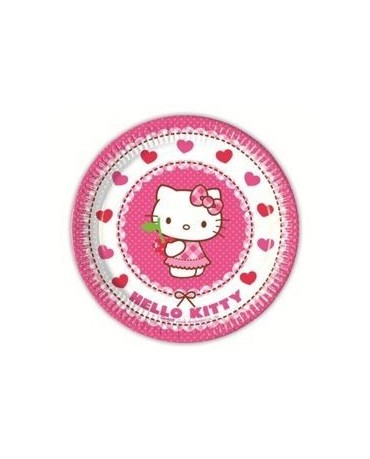 Tanieriky s motívom Hello Kitty - srdcia 20 cm - 8 ks/P190