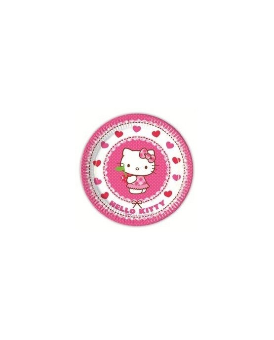 Tanieriky s motívom Hello Kitty - srdcia 20 cm - 8 ks/P190