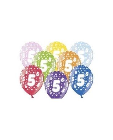 Latexové balóny číslo 5 - hviezdy -30cm 10ks