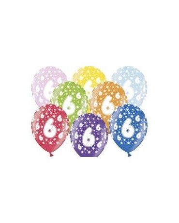 Latexové balóny číslo 6-hviezdy 30cm 10ks
