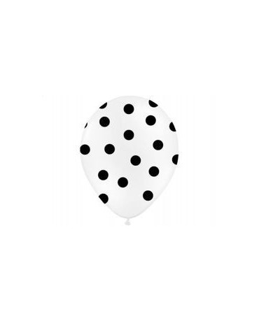 Latexové balóniky biele čierne bodky 10ks 37cm/P22