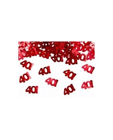 Metalické konfety číslice 40 - červené 15 g/P91