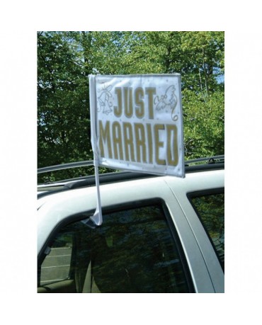 Vlajka na auto - Just Married 35.5 x 45.7 cm
