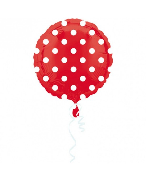 Fól. balón - červený- biel. bodky 43cm