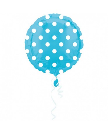 Fól. balón - modrý- biel. bodky 43cm