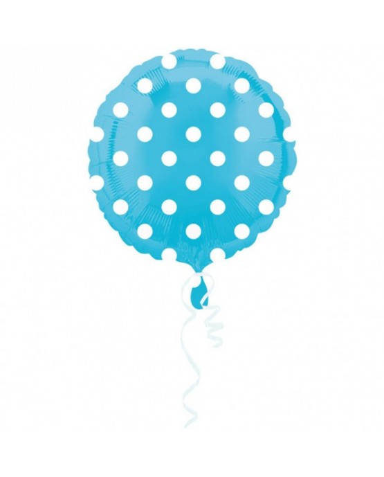 Fól. balón - modrý- biel. bodky 43cm