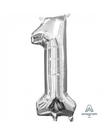 Fóliový balón číslo 1- strieborný 15x35cm