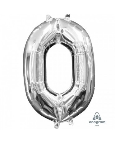 Fóliový balón číslo 0- strieborný 25x35cm