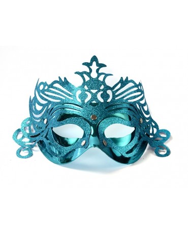 Maska Benátsky karneval -tyrkysová s ornamentom 1ks/P67