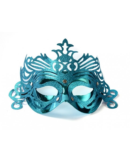 Maska Benátsky karneval -tyrkysová s ornamentom 1ks/P67