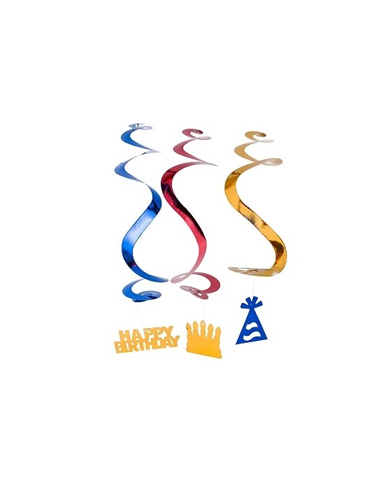 Špirály - čiapky a nápisy Happy Birthday 3ks/P85
