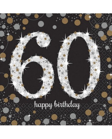Servítky 60. narodeniny- zlaté 33cm 16ks