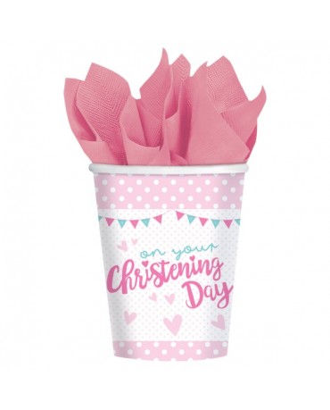 Poháriky - krstiny - ružové 266ml 8ks