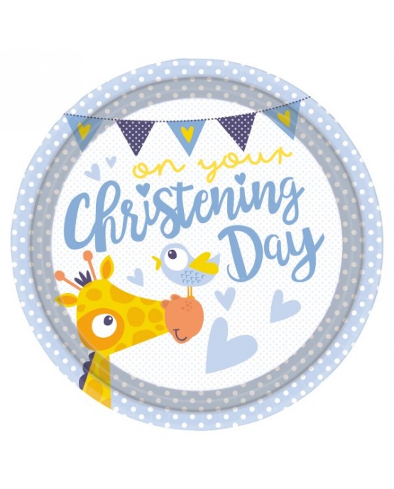 Tanieriky krstiny - modré 22,7cm 8ks