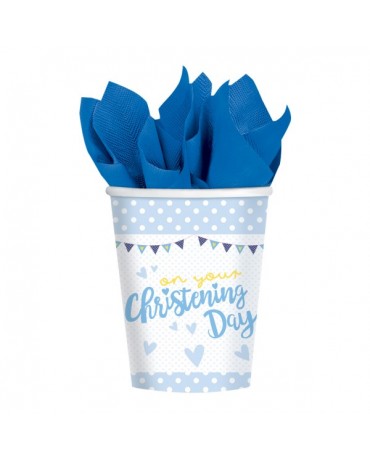 Poháriky - krstiny - modré 266ml 8ks