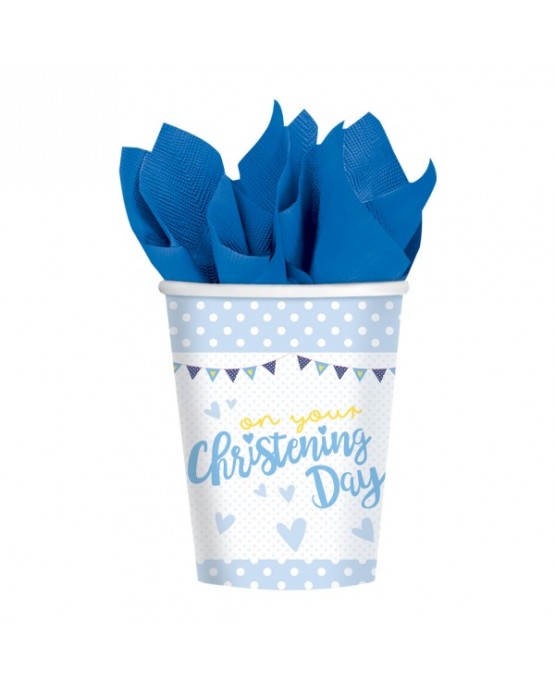Poháriky - krstiny - modré 266ml 8ks