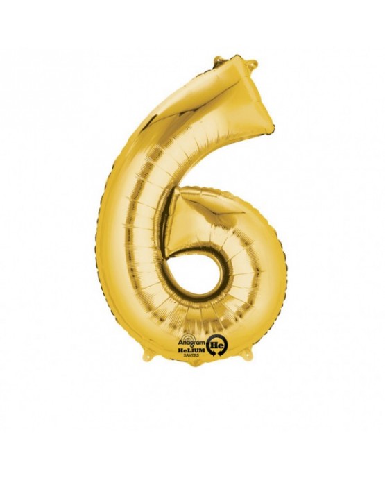 Fól. balón č. - 6 zlatý  55x88cm