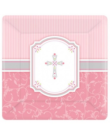 Tanieriky krst - ružové 25,4cm 8ks