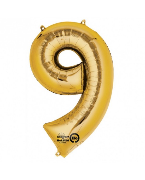 Fól. balón č. - 9 zlatý  63x86cm