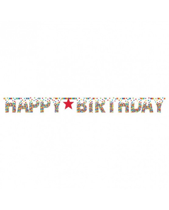 Banner Happy Birthday - farebné bodky 1ks