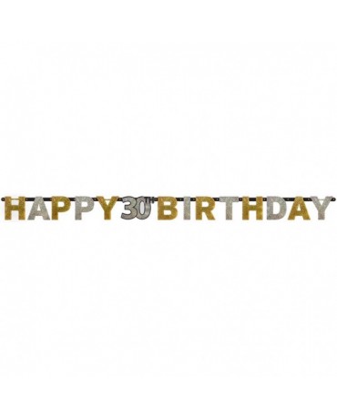 Banner Happy Birthday 30- strieborno-zlatý