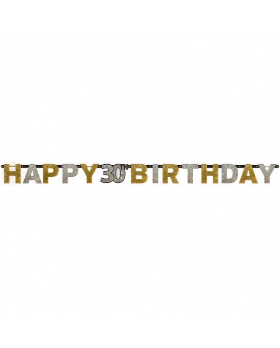 Banner Happy Birthday 30- strieborno-zlatý