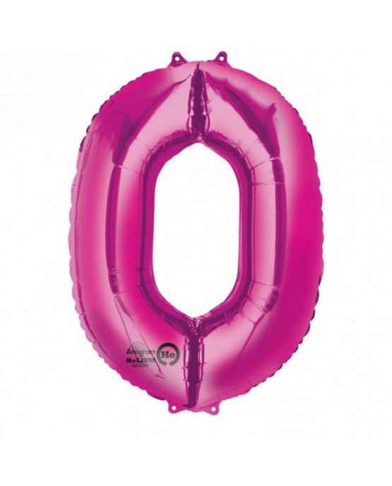 Fóliový balón číslo 0- ružový 66x88cm