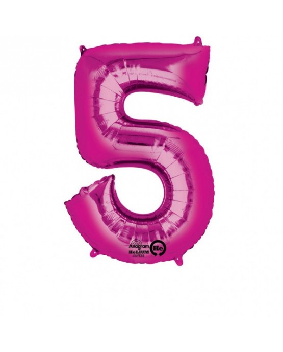Fóliový balón číslo 5 -ružový 58x86cm