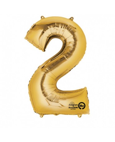 Fóliový balón číslo 2 -zlatý 50x88cm