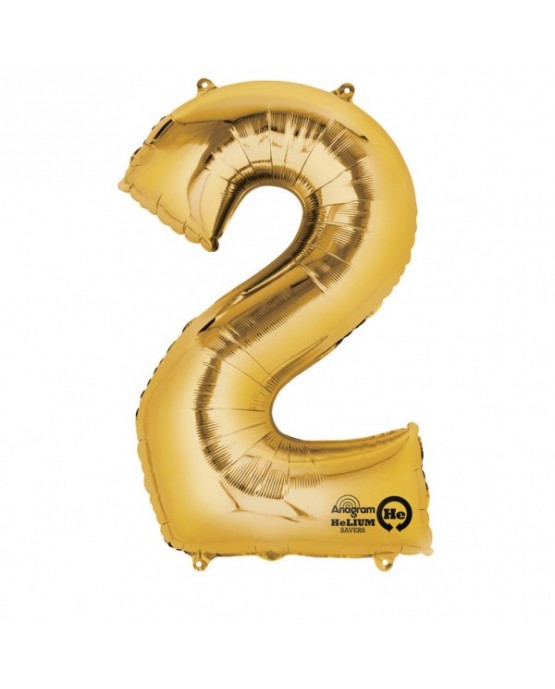 Fóliový balón číslo 2 -zlatý 50x88cm