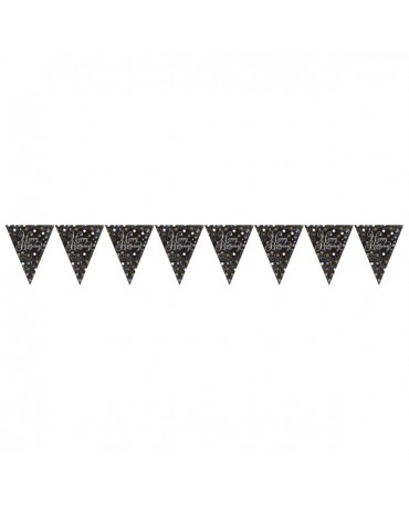 Banner vlajok Happy Birthday -čierny