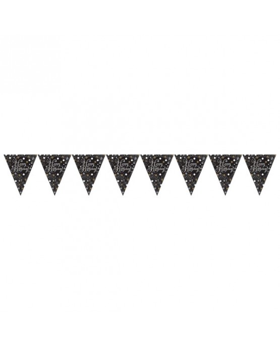 Banner vlajok Happy Birthday -čierny