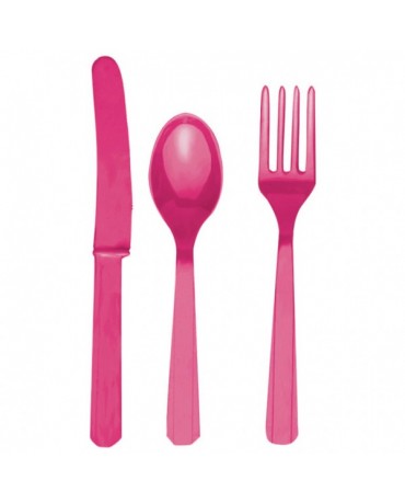 Plastové príbory -tmavoružové 24ks
