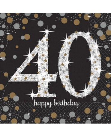 Servítky 40. narodeniny -zlaté 33cm 16ks