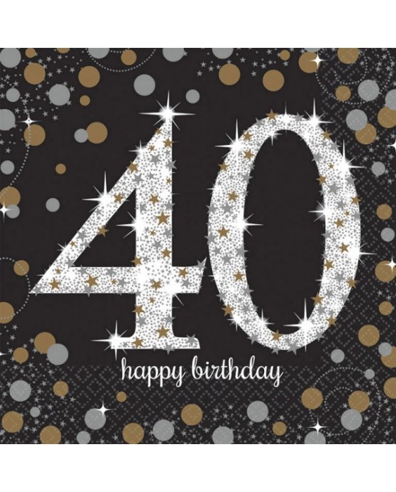 Servítky 40. narodeniny -zlaté 33cm 16ks