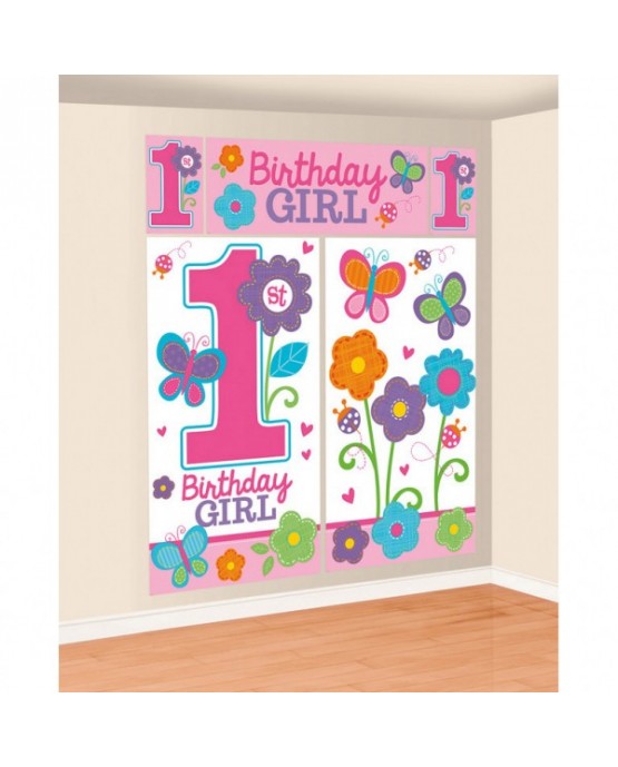 Dekorácia na stenu 1st Birthday girl 5ks