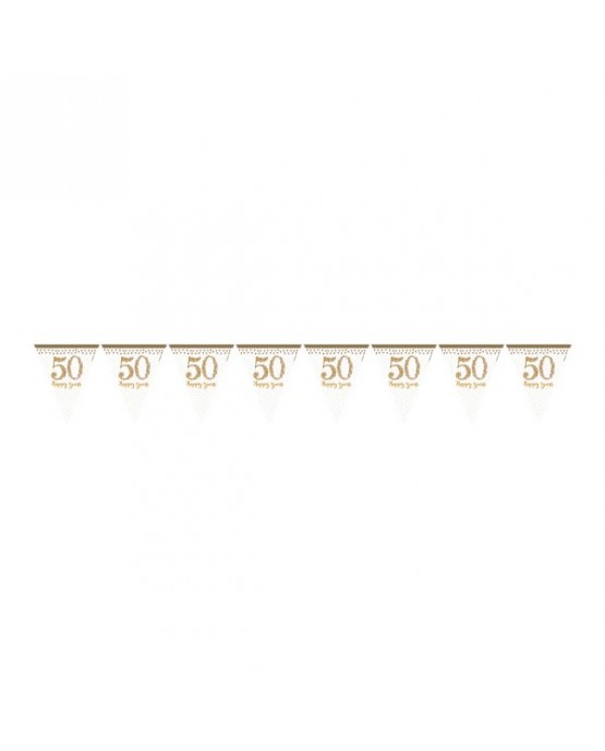 Banner vlajok číslice 50 - bielo-zlatý