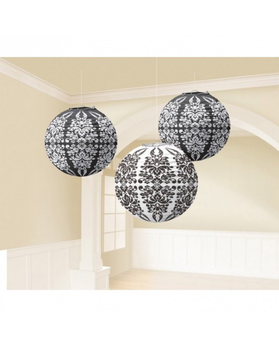 Dekorácia- lampión- vzor damašk 24,1cm 3ks