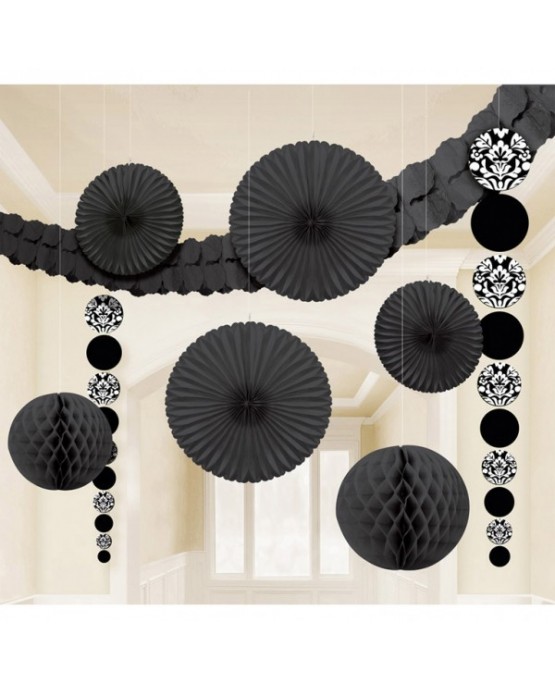 Čierny set dekorácií 9ks